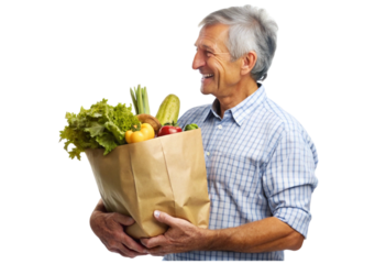 senior person with shopping bags