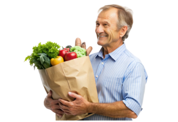 senior person with shopping bag