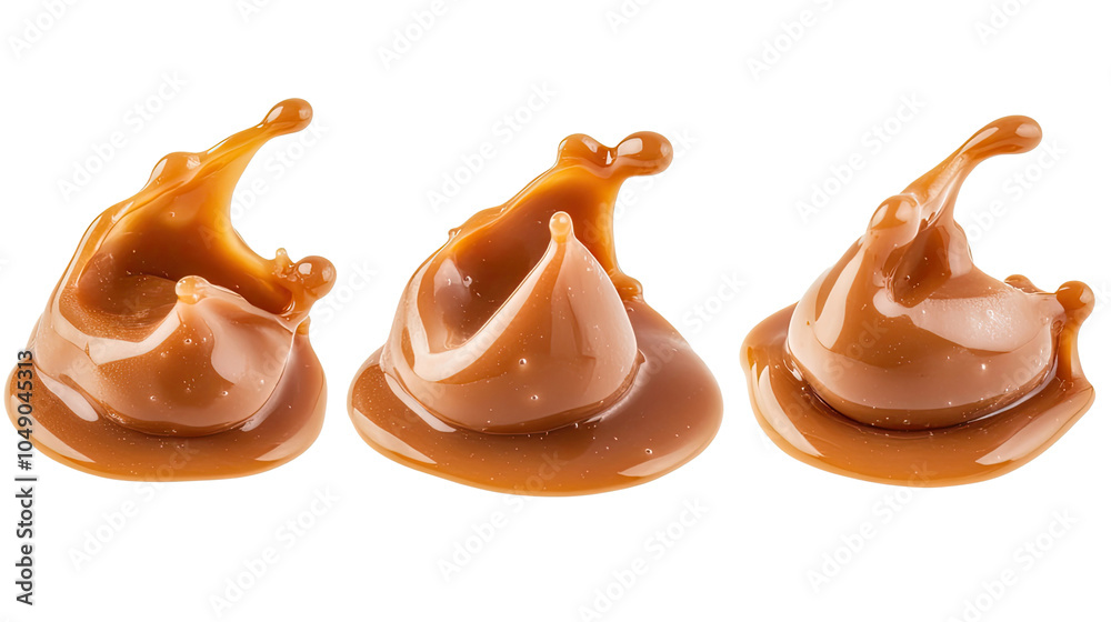 Poster Delicious Caramel Splashes Creating an Enticing Visual Collection Generative AI