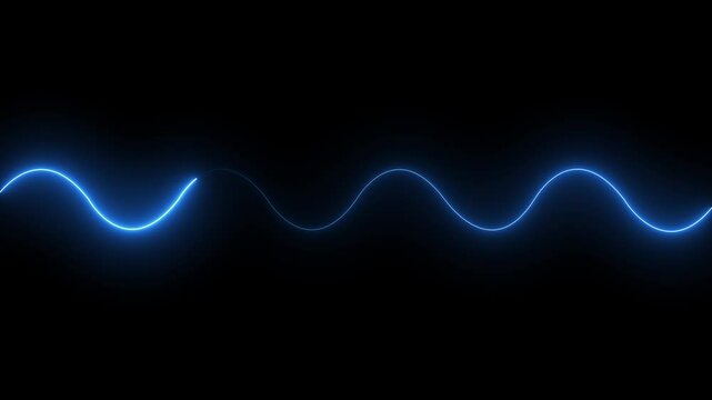Abstract neon line waves animation.neon wave line royal blue color animation.Bright neon curve line abstract technology background