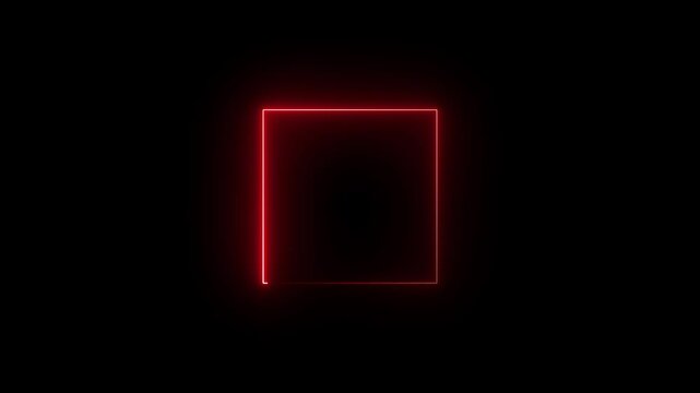 abstract Glowing Neon light frame rectangle loading icon background in 4k video animation.