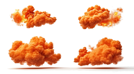 4 Bright Flame Clouds on Transparent Background Generative AI