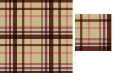 Neopolitan Plaid, Madra, beige, brown, pink, Vecotr, Seamless Repeating Pattern Tile