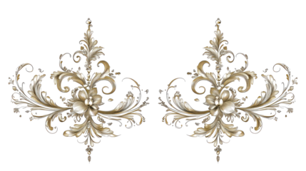 Floral Elements as Stylish Separators on Transparent Background Generative AI