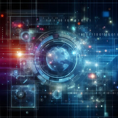 Obraz premium Dynamic Circuitry and Data Flow - Futuristic Digital Interface Abstract Background. Generative AI