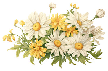 Obraz premium PNG Daisy bouquet painting flower plant.