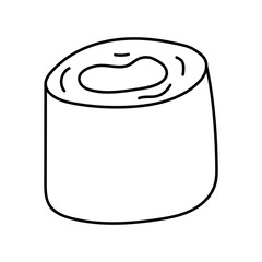 Doodle asian food roll vector illustration. Hand-drawn sushi roll, japanese cuisine symbol. Simple sketch line
