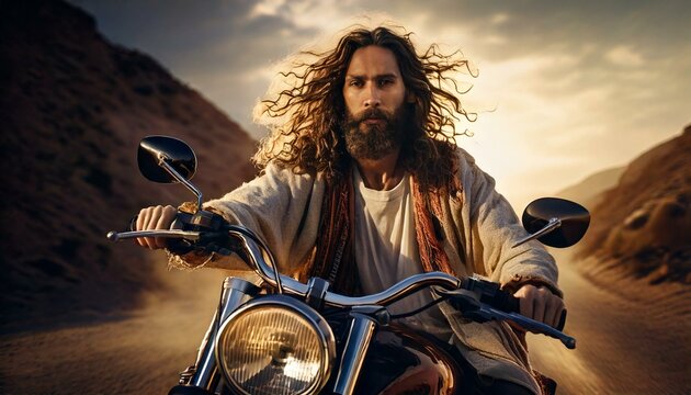 The expression 'Christ on a bike', a depiction of the popular English saying, Usually an expression of surprise, shock, exasperation. blasphemy, blasphemous saying, controversial religious phrase 