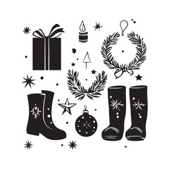 set of christmas icons