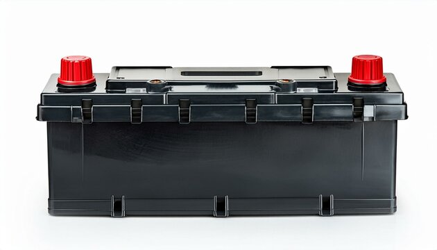 Black car battery with red caps
