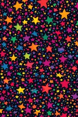 Colorful star patterned background with a few stars in the foreground. The stars are in various colors and sizes, creating a vibrant and lively atmosphere