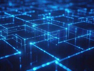 Obraz premium Blue Cubes in Dark Room