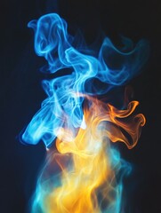 Obraz premium Blue and Yellow Smoke Close Up