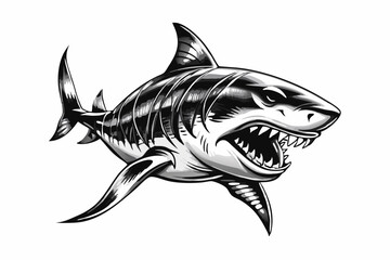 Fierce Shark Silhouette Design