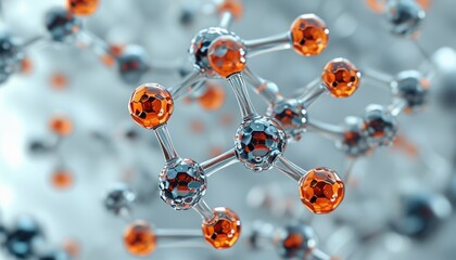 nanotech molecule on white background. Scientific research and nanotechnology Concept. Perfect for educational materials, scientific presentations, and marketing collateral in nanotechnology