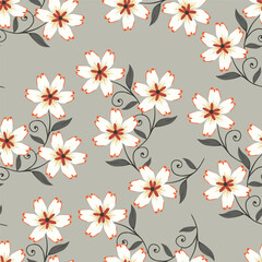 Vector abstract seamless simple floral pattern. Flower pattern. Spring pattern. Pattern for textiles or for cover. Wallpaper. Hand drawn.