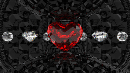 3d Infinity Center Red Heart Jewelry Diamond 3d Illustration