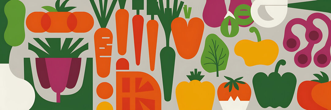 Vibrant orange and green vegetables in a flat design style  perfect for a healthy eating concept   