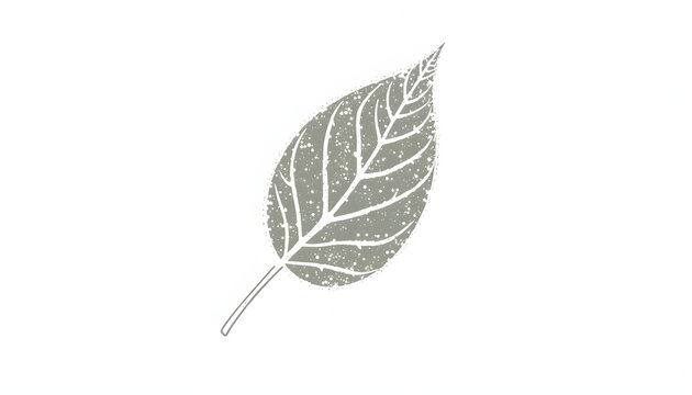 Ink stamp impression of a leaf or plant with organic texture. Isolated leaf print for floral art or pattern isolated with white highlights, png