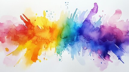 Fototapeta premium Splashes of vibrant watercolor hues blending into each other, creating an abstract background on paper