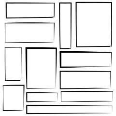 Grunge hand drawn brush stroke frame set