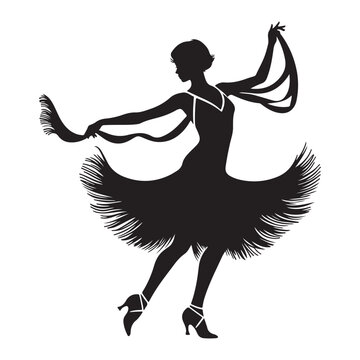 1920s Charleston Dancer silhouette  vector  black color white background 