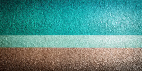 The textured surface features three distinct horizontal bands of color, with hues of teal and brown dominating the scene.The rough, grainy look adds depth and dimension to coloring and copy space. AI 