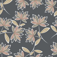 Vector abstract seamless simple floral pattern. Flower pattern. Spring pattern. Pattern for textiles or for cover. Wallpaper. Hand drawn.