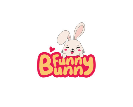 Fuuny Bunny logo template design. Vector illustration.