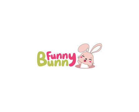 Fuuny Bunny logo template design. Vector illustration.