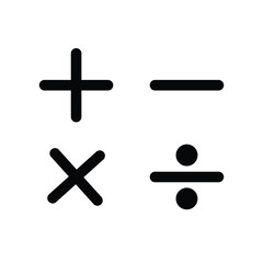 Fototapeta premium Mathematics symbols/icon for arithmetic operations: plus, minus, multiply, divide, and equal percentage icon, symbol.