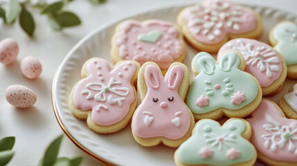 Easter-themed sugar cookies with pastel icing for holiday celebration