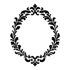 Floral Cameo Frame silhouette  vector  black color white backgrou