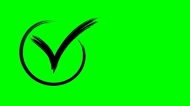 Chalked Tick and cross signs. Green background. False and true, right and wrong. Correct and incorrect, accept and reject. Scribbles grunge graphitti brush.
