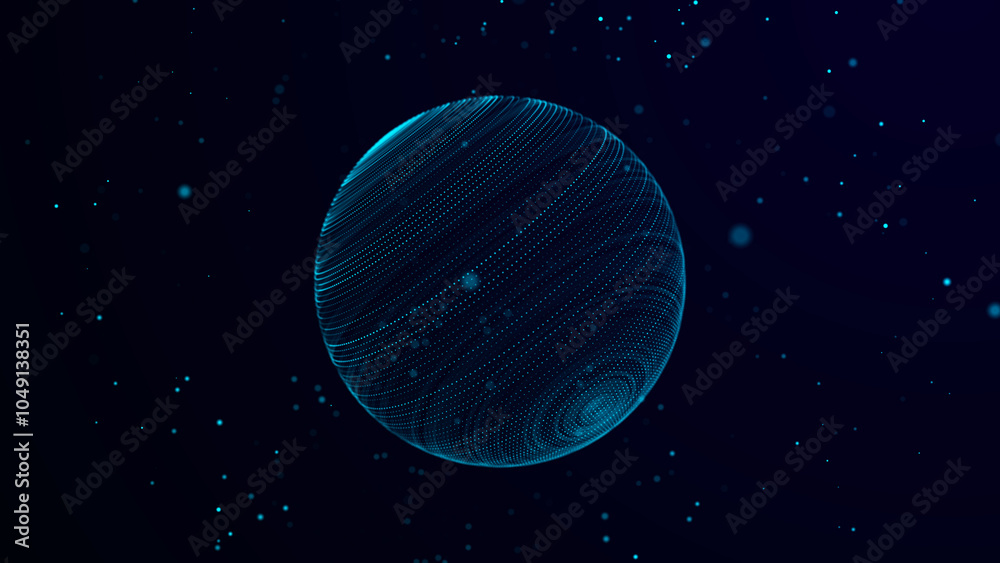 Poster collection of bright dots on a dark background. abstract sound wave of particles. data network. 3d r
