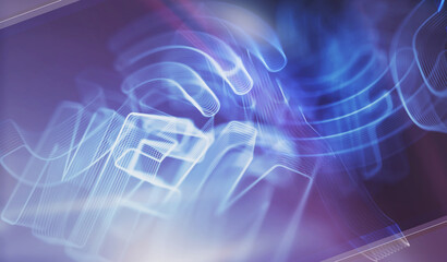 NFC wireless pay mobile technology symbol digital concept 3d illustration