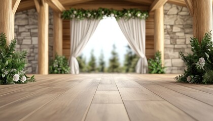 Romantic Winter Wedding Ceremony in Cozy Lodge with Warm Fireplace as Backdrop, Creating a Magical Glow for Your Special Day