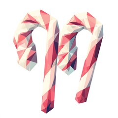 Obraz premium candy canes with vibrant red and white stripes polygon-style illustration isolated on a white background