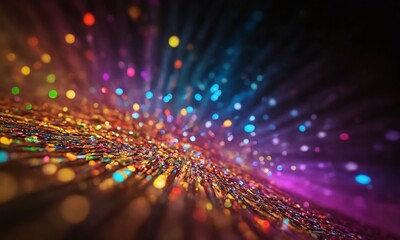 Obraz premium Vibrant multicolored lights shimmering and radiating in a dynamic display during a night event