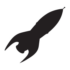 Retro Rocket (1950s style) silhouette  vector  black color white background 