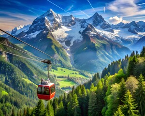 cable car in the mountains