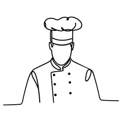 Shef cooking man continuous one line drawing silhouette vector illustration