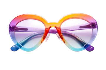 Rainbow color heart shape eye glasses isolated on transparent background