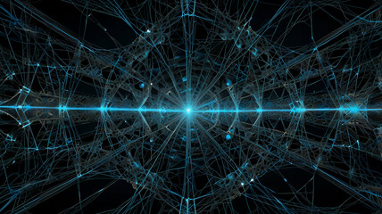 Pulsating fractal webs crisscrossing over mirrored surfaces. Wallpaper