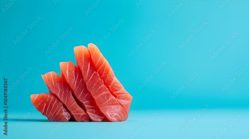 Aufkleber beautifully arranged rows of fresh raw yellowfin tuna slices in a minimalist geometric pattern again