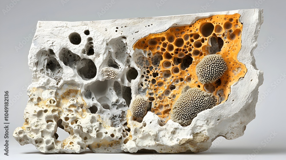 Poster Breathtaking cross section of a fossilized coral colony revealing the intricate and captivating natural patterns and textures that have been preserved over time