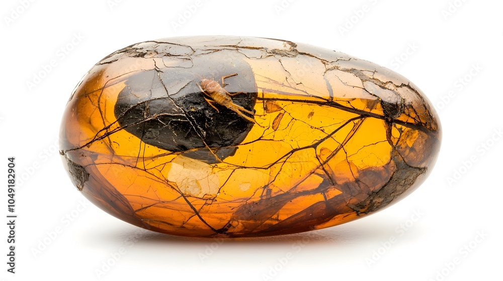 Poster captivating fossilized amber specimen featuring a perfectly preserved prehistoric insect inclusion o