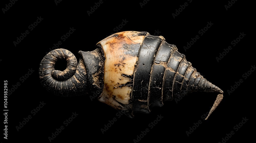 Aufkleber Captivating Gastropod Fossil with Spiraled Shell Structure Showcasing the Intricate Beauty and Complexity of Ancient Marine Life
