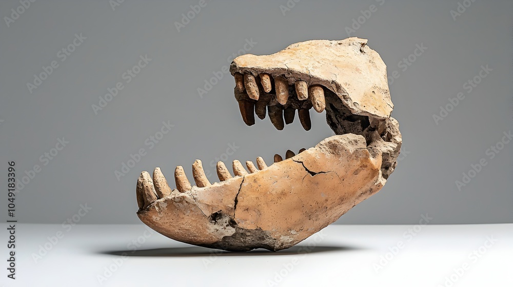 Poster captivating side view mosasaur fossil jaw showcasing prehistoric marine predator s powerful dentitio
