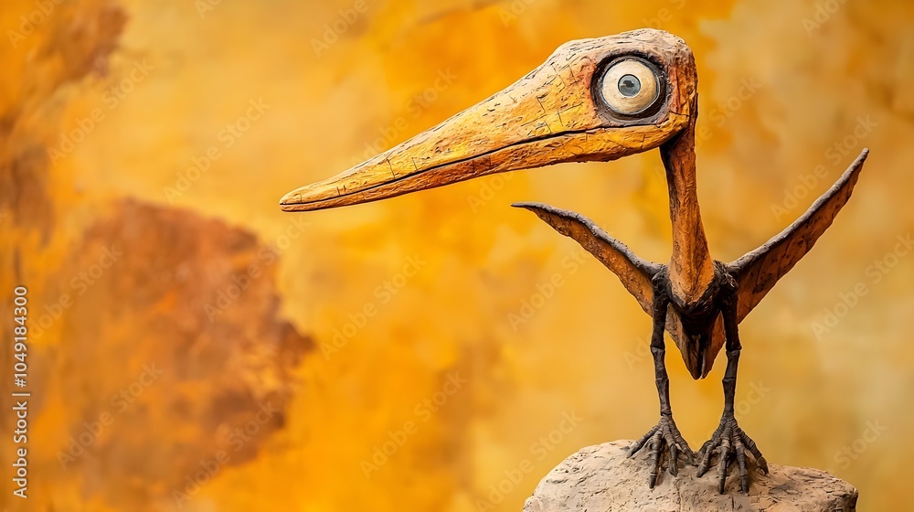 Poster Captivating fossil remains showcasing the distinct anatomical features of an ancient pterosaur including its elongated beak and wing bones